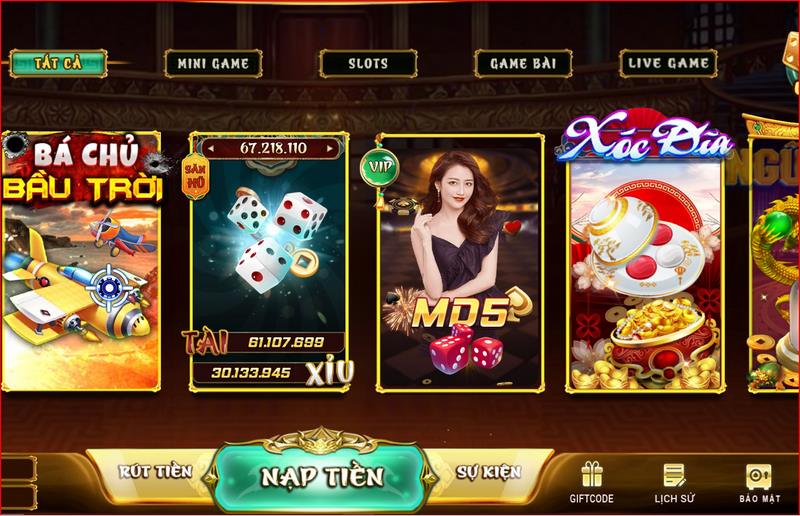 Giao diện cổng game iWinclub.tv
